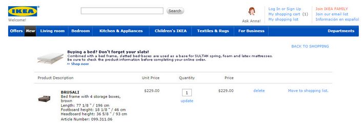 Предложения покупки сопутствующих товаров для увеличения интернет-продаж на примере Ikea